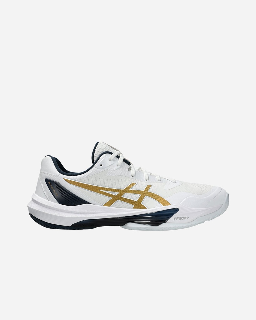 Asics Sky Elite FF 3 - White / Pure Gold - Chaussure de Squash / Racquetball