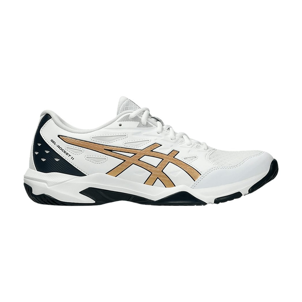 Asics Gel Rocket 11 - Blanco / Oro puro - Zapatillas de squash / racquetball (41.5)
