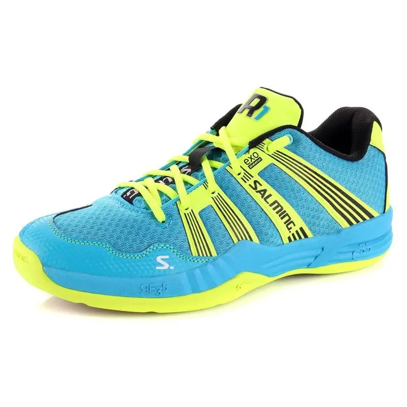 Salming Race R1 2.0 Cyan / Fluo Yellow - Squash-/racquetballschoen