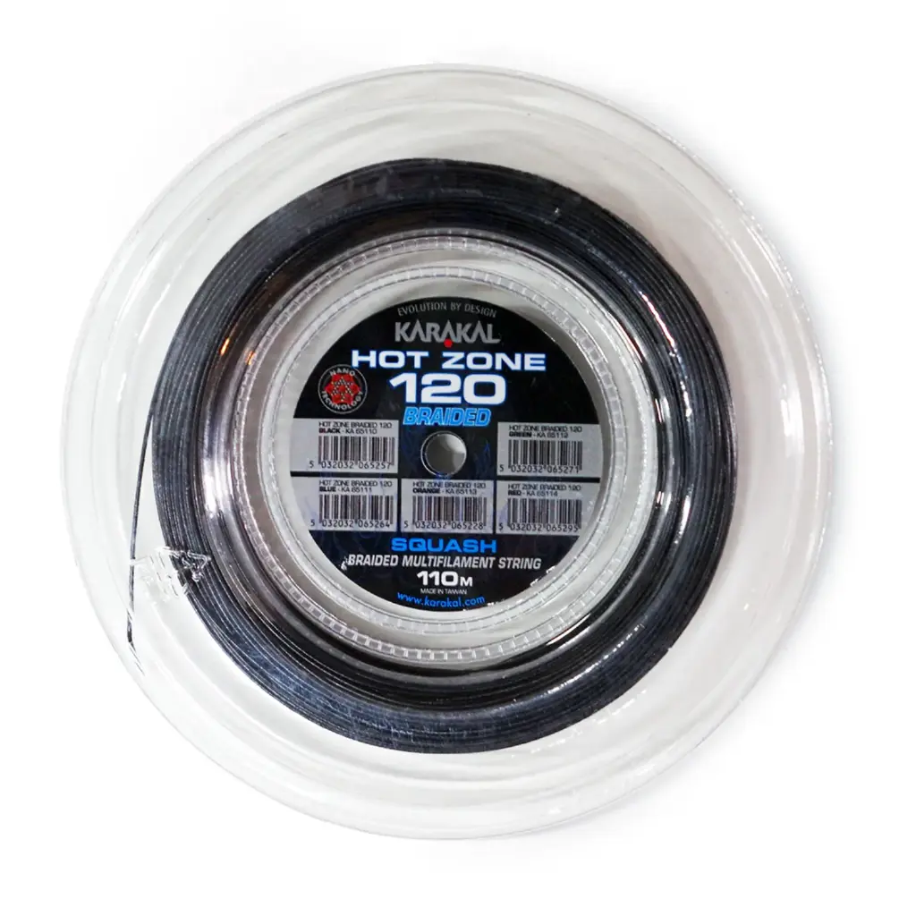 Karakal Hot Zone Braided 120 - Zwart - Squashkoord op spoel, 220 m