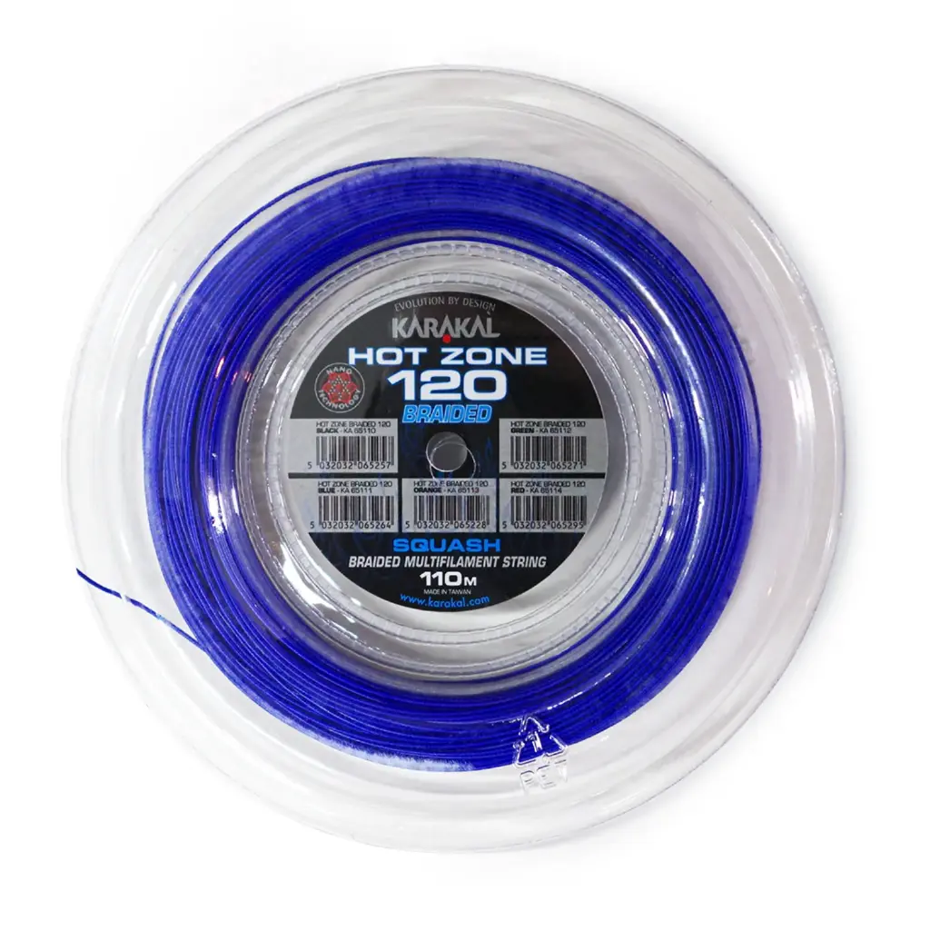 Karakal Hot Zone Braided 120 - Azul - Bobina de cordaje de squash de 220 m