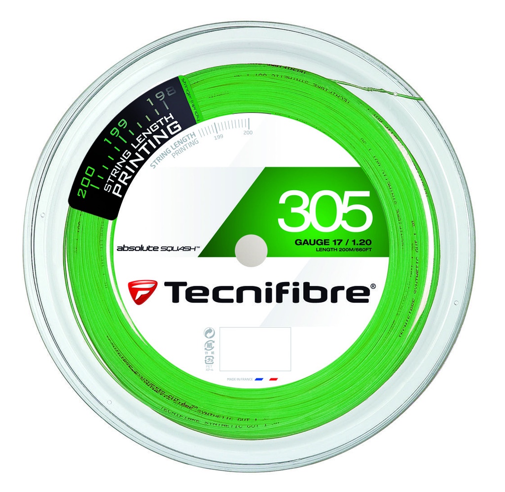 Tecnifibre 305 17L/1.20mm - Vert - Bobine Cordage de Squash 200m